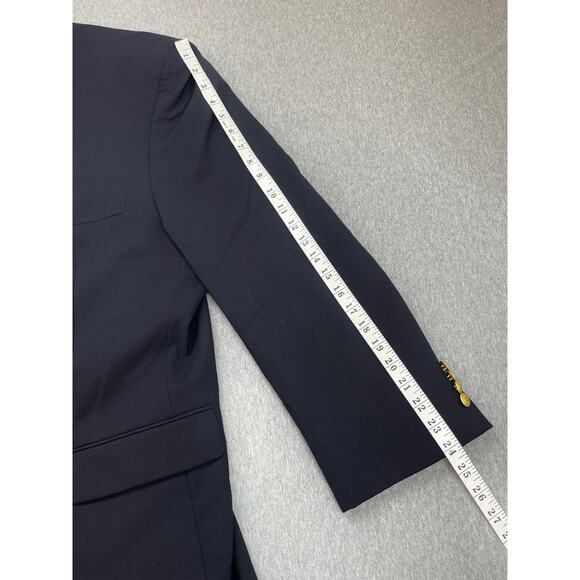 Jos A Bank Blazer Men 52R Navy Blue Wool Blend Stretch Gold Buttons - Picture 8 of 10